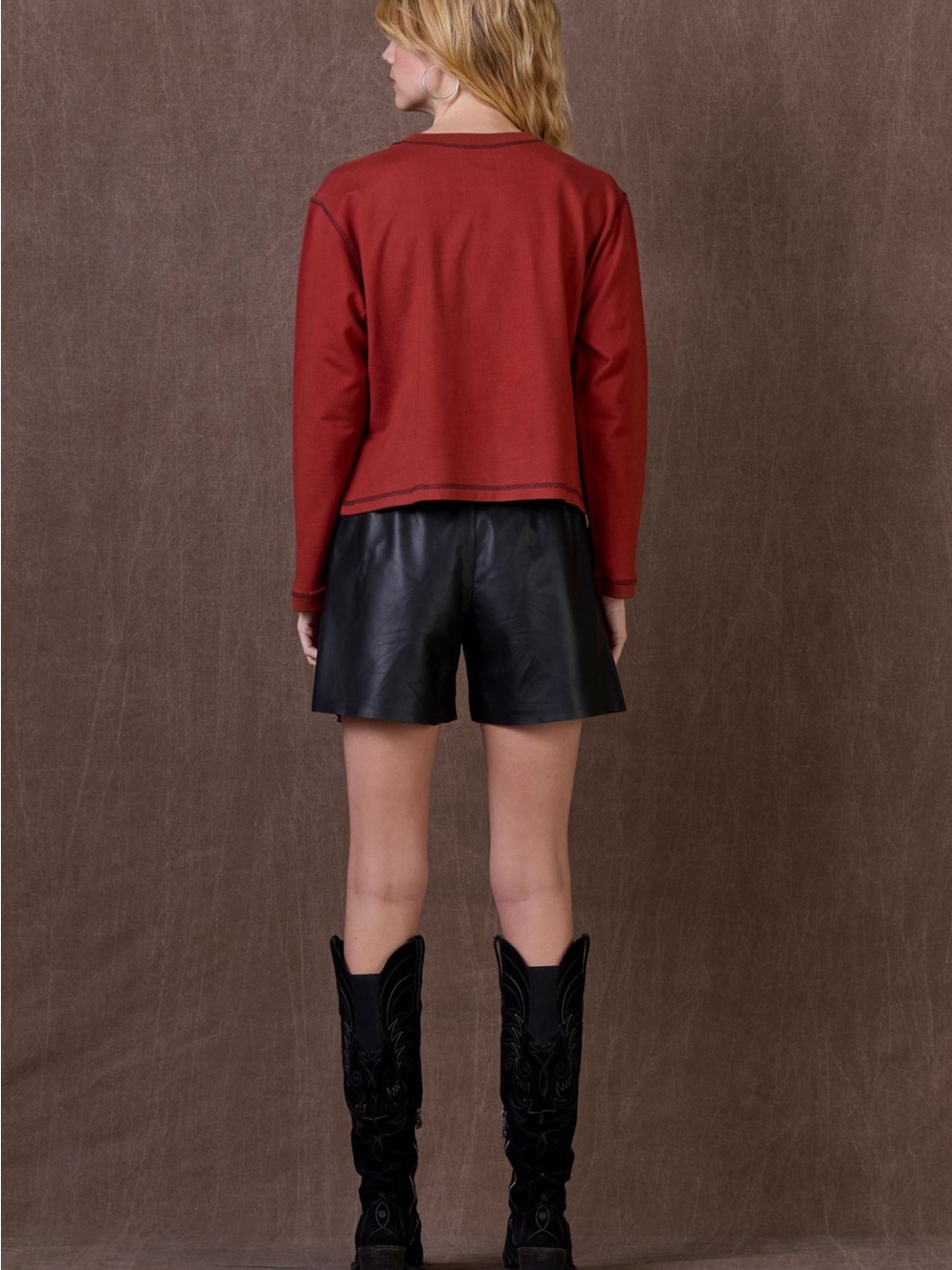 Double D Ranch Rust Red Western Embroidered Crewneck - Picture 3 of 4